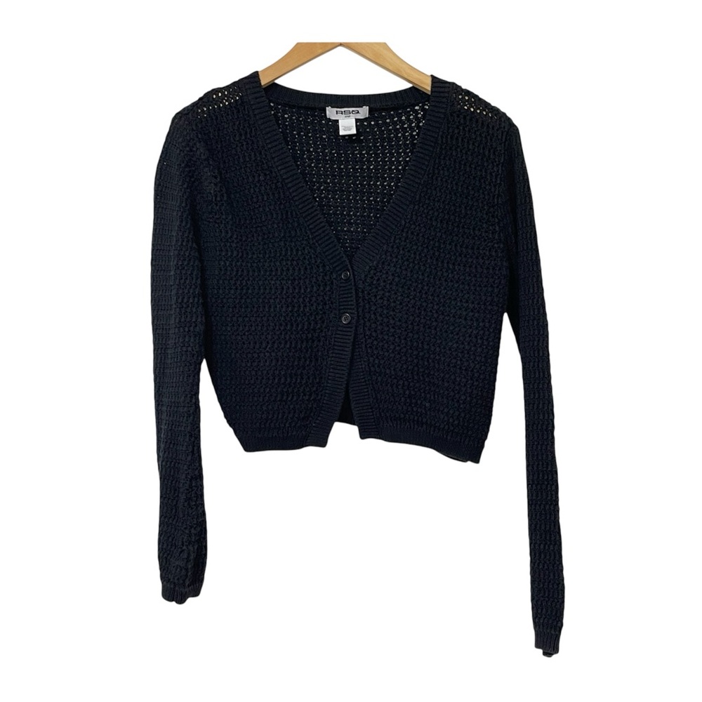 RSQ Long Sleeve 2 Button Cardigan Open Knit Small Black